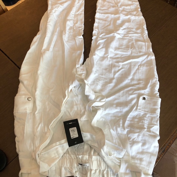 White linen tie waist pant. 3x - Picture 2 of 4